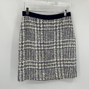 Kate Spade Kylie Skirt the Rules plaid tweed boucle skirt navy white straight 8